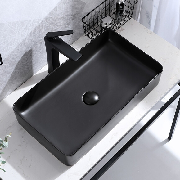 Раковина Rea Denis Black Matt REA-U3690 (61x35 см, черный матовый, накладная), фото 6