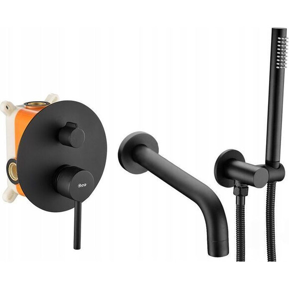 Смеситель скрытого монтажа для ванны Rea Lungo Black+Box REA-P6300 (черный), Цвет производителя: черный, фото 