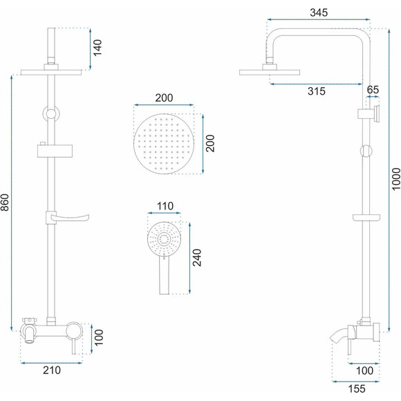 Душевая система Rea Luis Chrome REA-P7007 (с мыльницей), Цвет производителя: хром, фото 10