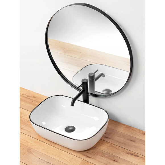 Умивальник Rea Marbel REA-U8603 (46.5x33 см, білий/чорний, чаша), фото , изображение 5