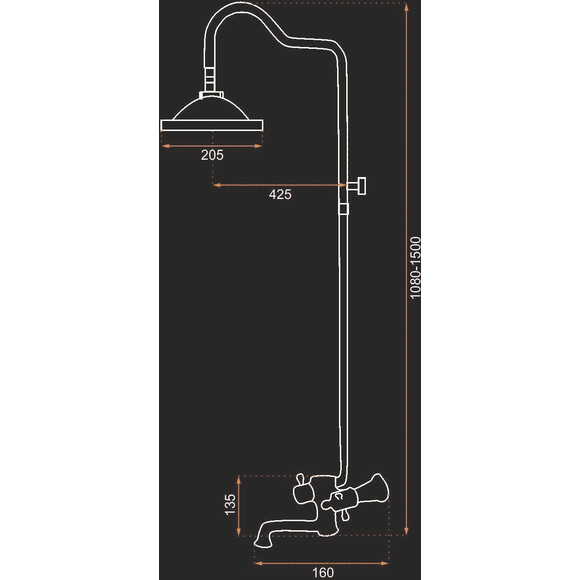 Душова система Rea Retro Old Black REA-P2366 (чорна), фото , изображение 13