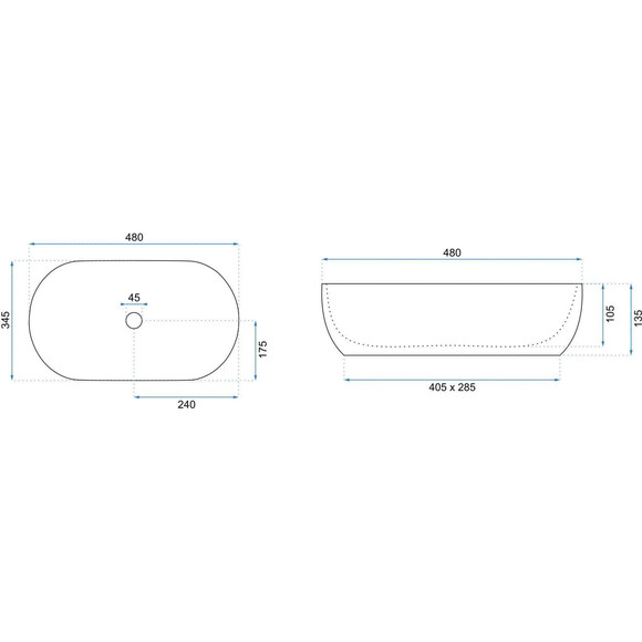Раковина Rea Amelia 48 REA-U0416 (48x34.5 см, чаша), Доступные размеры: 48 x 34, Цвет производителя: белый глянец, фото 6