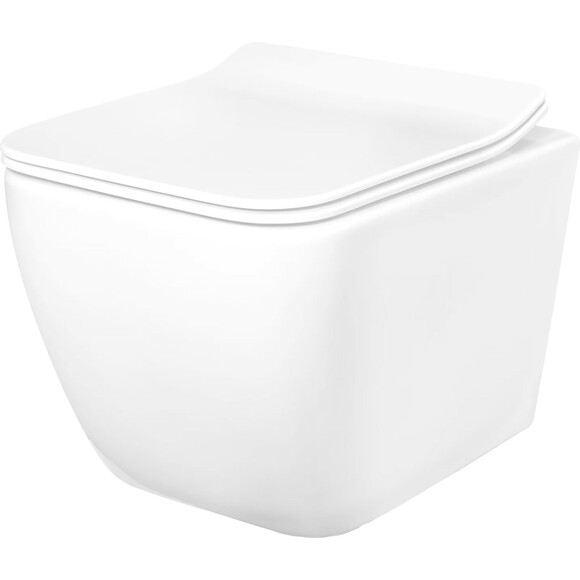 Безободковый подвесной унитаз Rea Martin Slim Rimless Duroplast REA-C8006 (с сиденьем Soft-Close), фото 