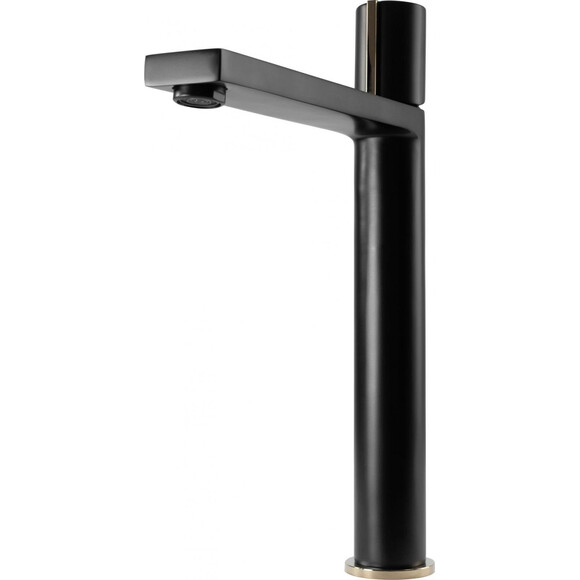 Високий змішувач для умивальника Rea Icon REA-B5681 (чорний/золотий), фото , изображение 4