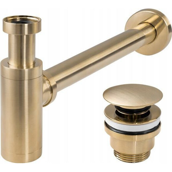 Сифон для раковины с донным клапаном Rea REA-A8586 (Clik-Clak, золотой матовый), фото 