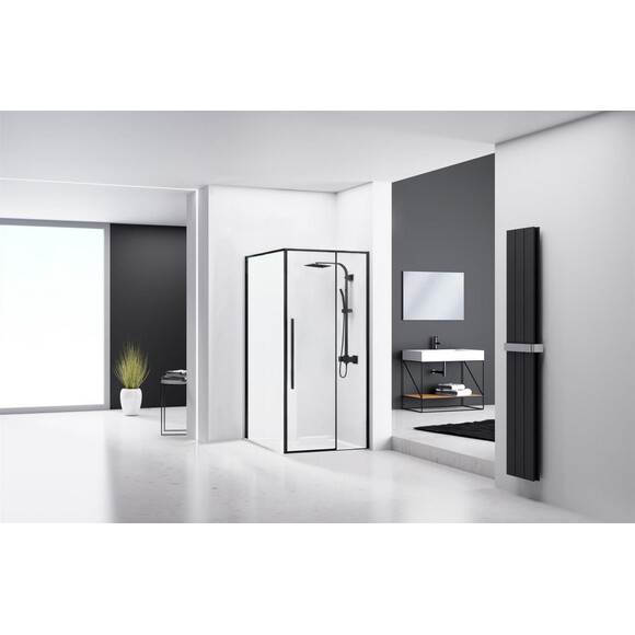 Душова кабіна Rea Solar 90x90 Black Mat REA-K6412 (90x90 см, прозоре скло, профіль чорний матовий), фото , изображение 2