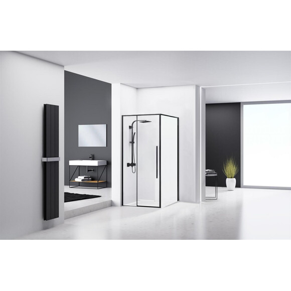 Душова кабіна Rea Solar 90x90 Black Mat REA-K6412 (90x90 см, прозоре скло, профіль чорний матовий), фото , изображение 3