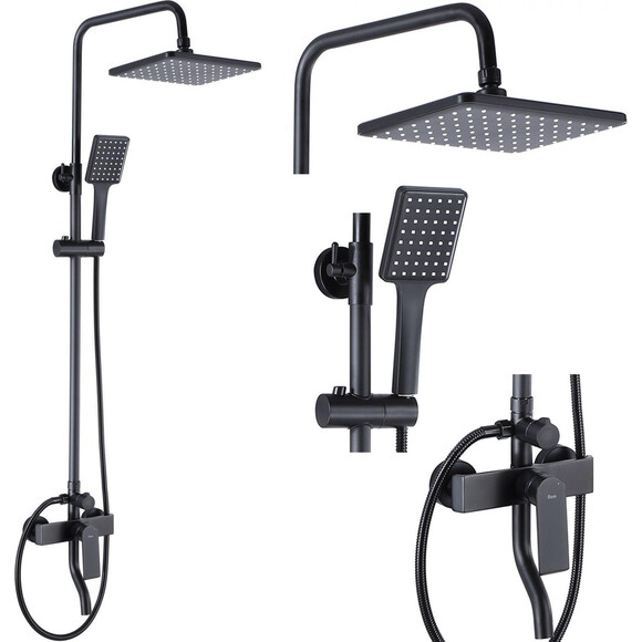 Душова система Rea Hass Black REA-B9968 (чорна матова, з виливом), Колір виробника: чорний матовий, фото 