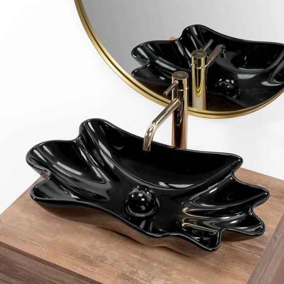 Умивальник Rea Infinity Black REA-U3401 (62x33 см, чорний, чаша, з донним клапаном), фото , изображение 3