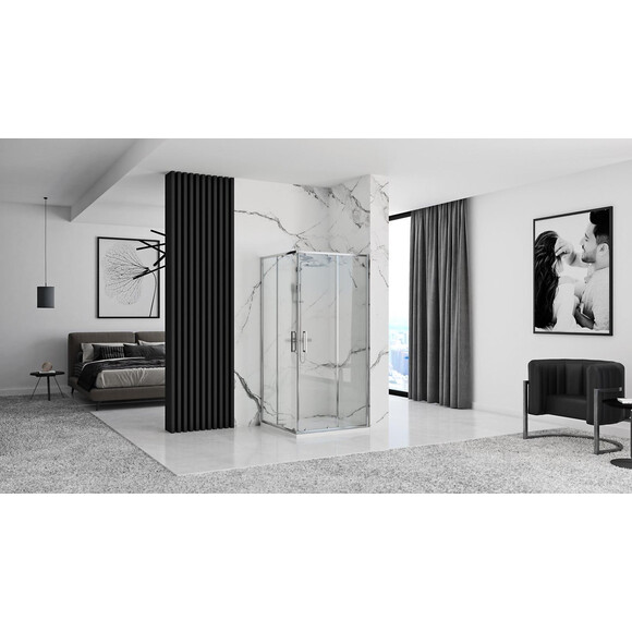 Душевая кабина Rea Punto 80x80 REA-K0863 (80x80 см, стекло прозрачное, профиль хром), Доступные размеры: 80 x 80, Цвет производителя: хром, фото 4