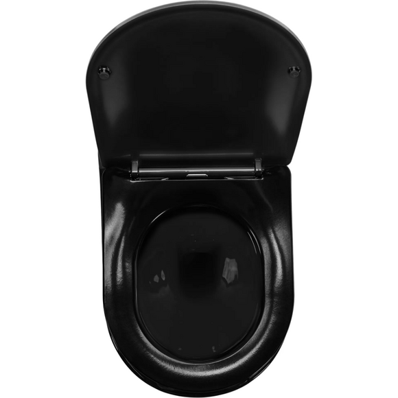 Безободковый подвесной унитаз Rea Carlo Mini Flat Gold/Black REA-C8990 (с сидением Soft-Close, золотой/черный глянцевый), Цвет производителя: золото, черный глянец, фото 4