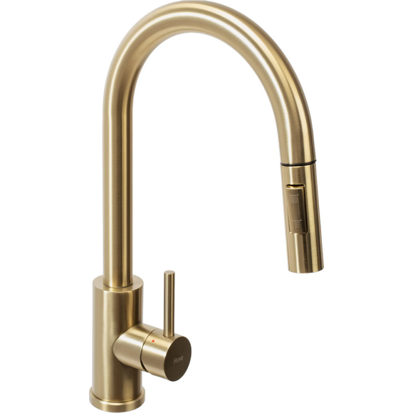 Смеситель для кухни Rea Fresh Brush Gold REA-B9148 (золотой, с выдвижной лейкой), фото 3