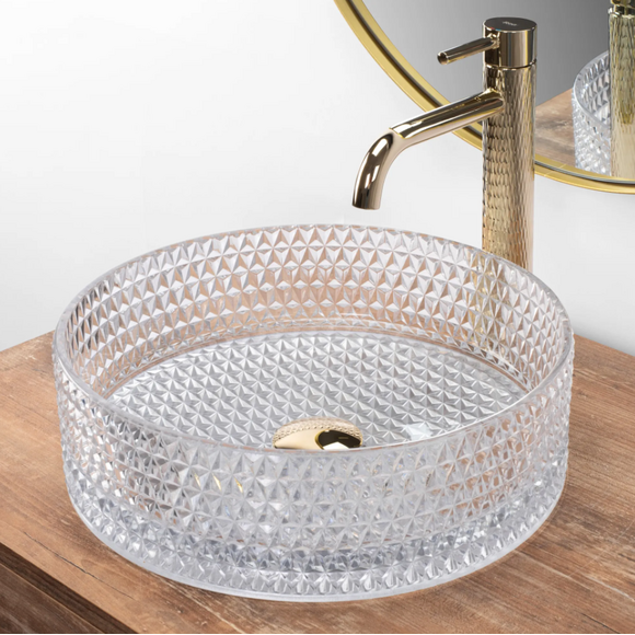 Раковина Rea Cristal Transparent REA-U9670 (35.5x35.5 см, прозора, чаша), Доступні розміри: 36 x 36, Колір виробника: прозорий, фото , изображение 4