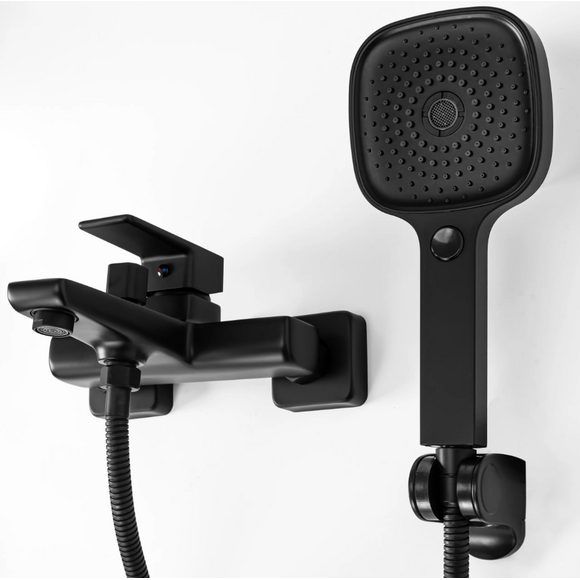 Смеситель для ванны Rea Orix REA-B5133 (черный, с лейкой и шлангом), фото 4