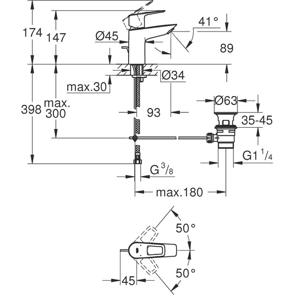 Змішувач для раковини Grohe BauLoop New S-Size 23335001 (з донним клапаном), фото , изображение 5