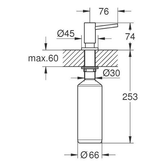 Дозатор для миючих Grohe Cosmopolitan 40535GL0 (холодний світанок, 500 мл), фото , изображение 3