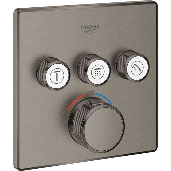 Внешняя часть термостатического смесителя для душа и ванны Grohe Grohtherm SmartControl 29126AL0 (графит темный матовый), фото 