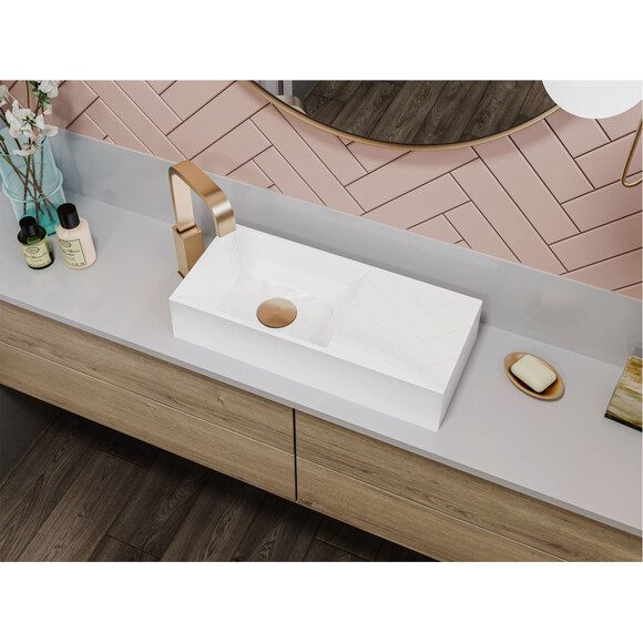 Умывальник Miraggio Copper 500 Miramarble 0001052 (50x22 см, с крылом), Доступные размеры: 50 x 22, Цвет производителя: белый глянец, Технология производства: Miramarble, фото 4