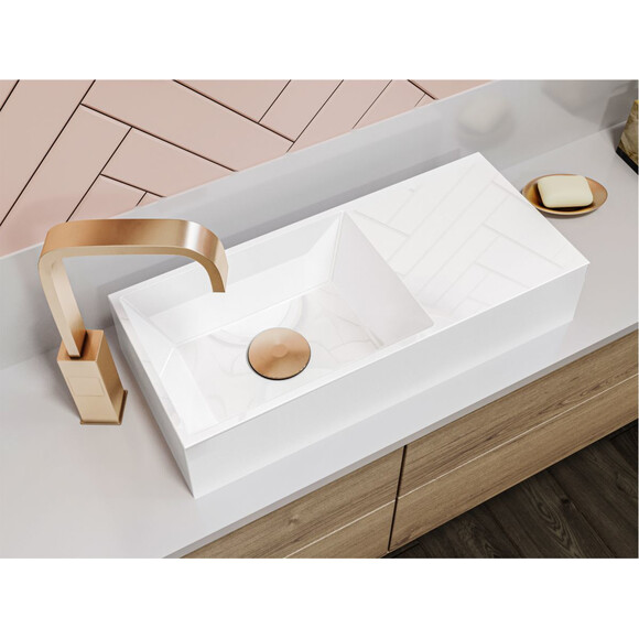 Умывальник Miraggio Copper 500 Miramarble 0001052 (50x22 см, с крылом), Доступные размеры: 50 x 22, Цвет производителя: белый глянец, Технология производства: Miramarble, фото 2