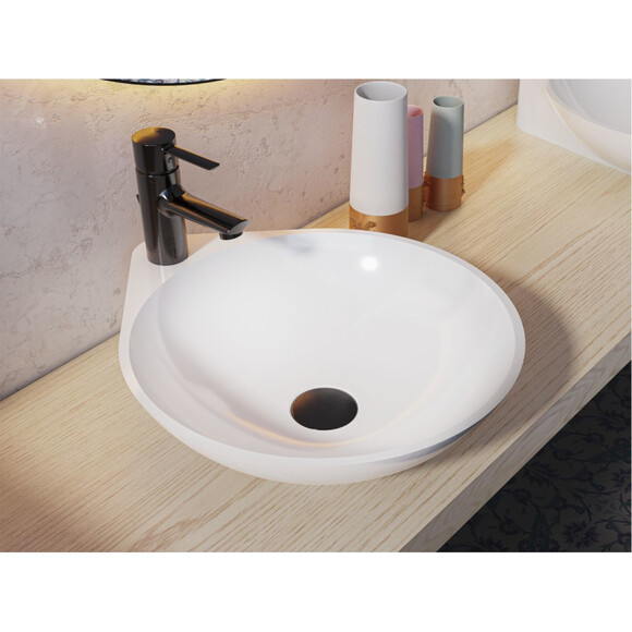 Miraggio Florence 0000197 Умывальник накладной круглый 46x40 см, белый глянец, Цвет производителя: белый глянец, Технология производства: Miramarble, фото 2