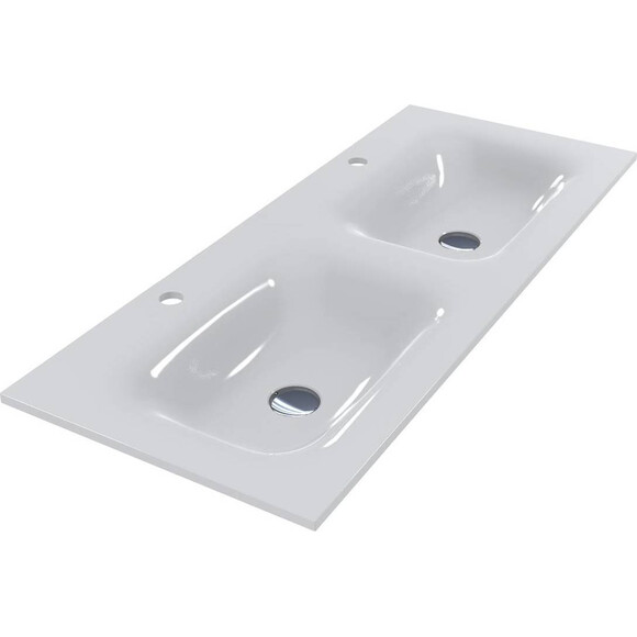 Двойная раковина Miraggio Jessel 1100-2 Miramarble 0000923 (110x45 см), Доступные размеры: 110 x 45 (2), Технология производства: Miramarble, Цвет производителя: белый глянец, фото 