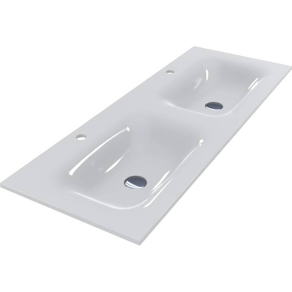 Двойная раковина Miraggio Jessel 1200-2 Miramarble 0000783 (120x45 см), Доступные размеры: 120 x 45 (2), Цвет производителя: белый глянец, Технология производства: Miramarble, фото 