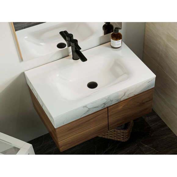 Умивальник Miraggio Jessel 700 Miramarble 0000750 (70x45 см), Доступні розміри: 70 x 45, Колір виробника: білий глянець, Технологія виробництва: Miramarble, фото , изображение 3
