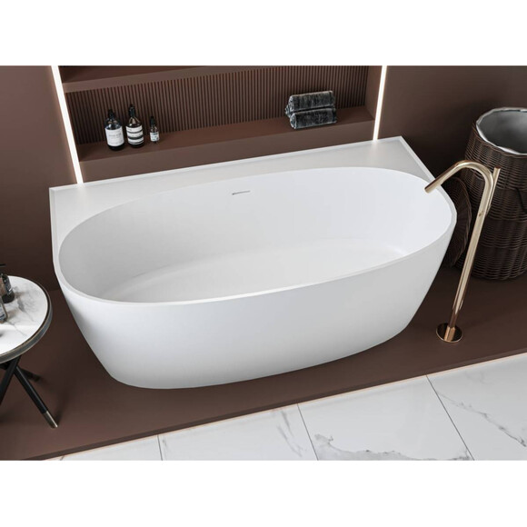 Мраморная ванна Miraggio Anna Miramarble 0001610 (160x85 см, пристенная), Технология производства: Miramarble, Цвет производителя: белый глянец, фото 5