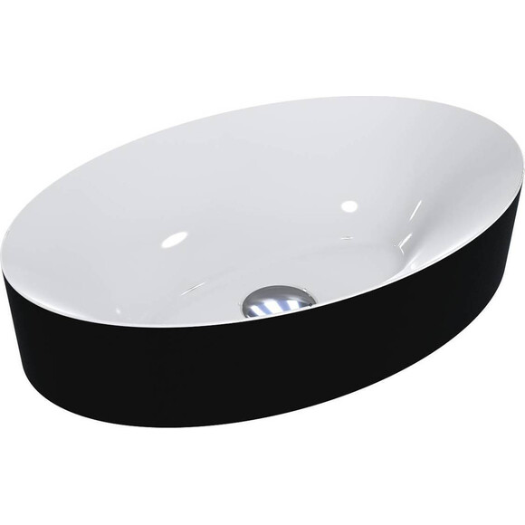 Умывальник Miraggio Eva Miramarble RAL 9005 0000299 (50x32 см, белый/черный), Цвет производителя: белый, черный, Технология производства: Miramarble, фото 