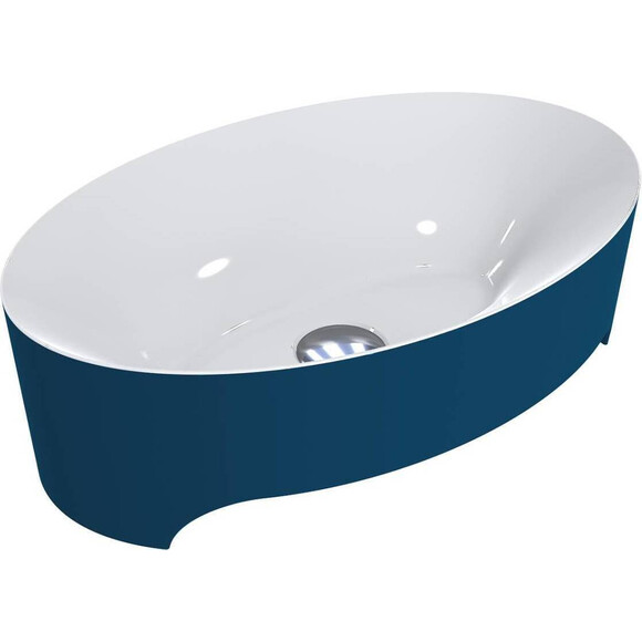 Умивальник Miraggio Evora Miramarble RAL 5003 0000304 (50x32 см, білий/сапфірово-синій), Колір виробника: білий, синій, Технологія виробництва: Miramarble, фото 