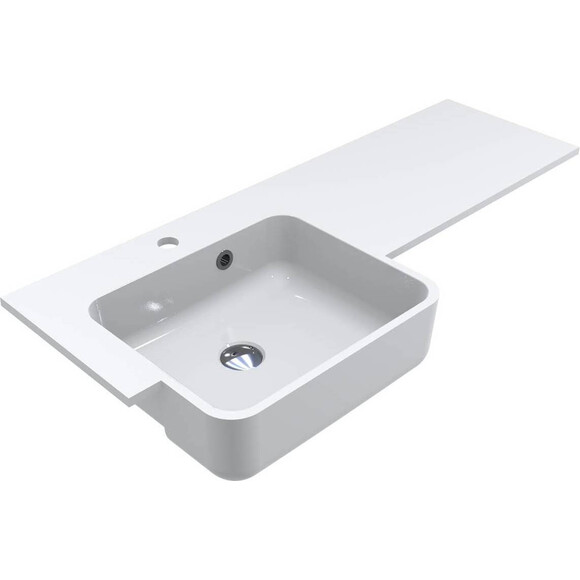 Раковина-столешница Miraggio Fontana L Miramarble 0000518 (104x45 см, с крылом), Доступные размеры: 104 x 45 L, Цвет производителя: белый глянец, Технология производства: Miramarble, фото 