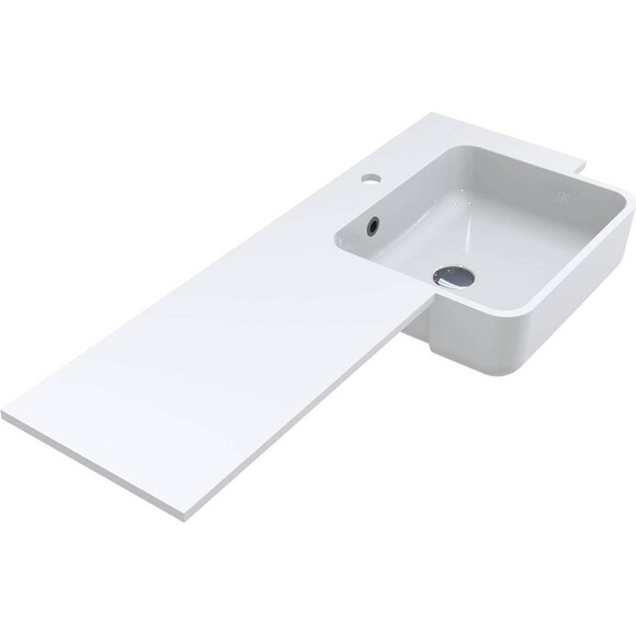 Раковина-столешница Miraggio Fontana R Miramarble 0000520 (104x45 см, с крылом), Доступные размеры: 104 x 45 R, Цвет производителя: белый глянец, Технология производства: Miramarble, фото 