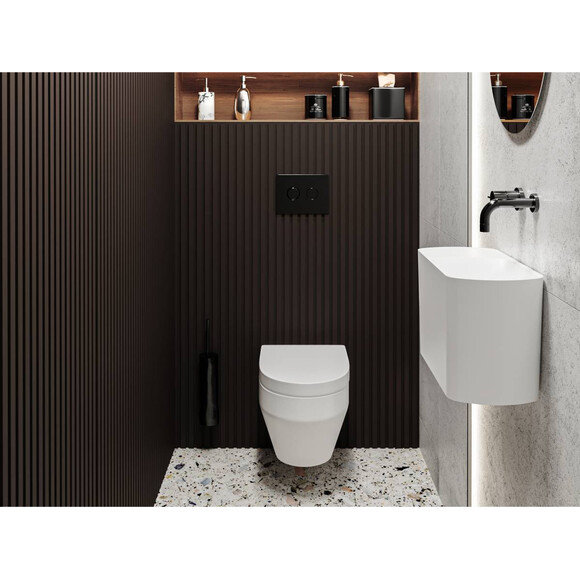 Умывальник Miraggio Helix R Miramarble 0001549 (45x22 см, с крылом), Доступные размеры: 45 x 22 R, Цвет производителя: белый глянец, Технология производства: Miramarble, фото 3