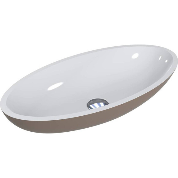 Умивальник Miraggio Nice Miramarble Matt RAL 7006 0000329 (59.5x29.7 см, білий/бежево-сірий матовий), Колір виробника: бежевий, білий, Технологія виробництва: Miramarble Matt, фото , изображение 2