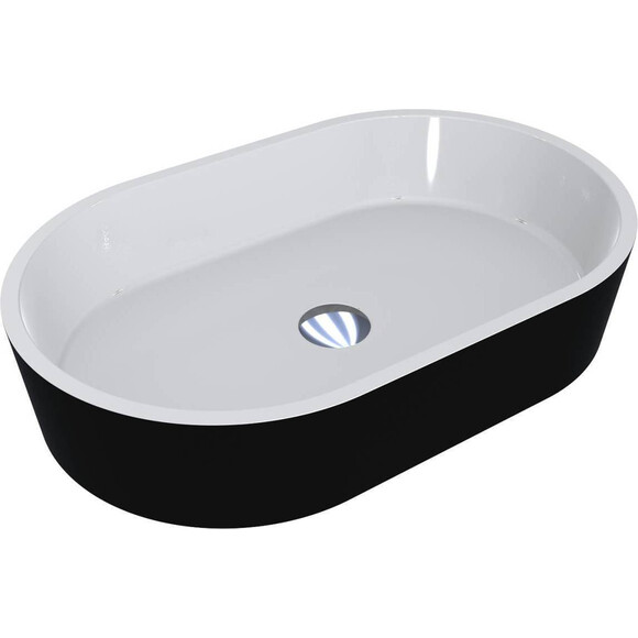 Умывальник Miraggio Sorrento Mirasoft RAL 9005 MATT 0001537 (55x35.1 см, белый/черный), Цвет производителя: белый, черный, Технология производства: Mirasoft Technology, фото 