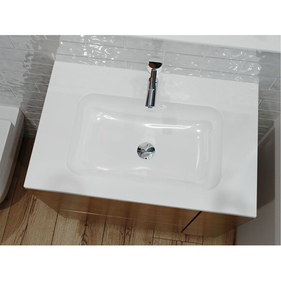 Miraggio Della 0000178 Умывальник врезной прямоугольный 70x45 см, белый глянец, Доступные размеры: 70 x 45, Технология производства: Miramarble, Цвет производителя: белый глянец, фото 4