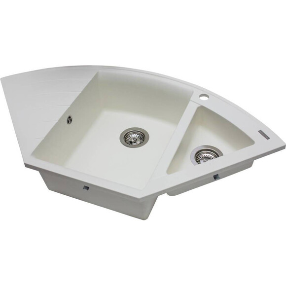 Miraggio Europe 0000018 Мойка для кухни врезная угловая 110x57 см, белый, Цвет производителя: белый, фото 6