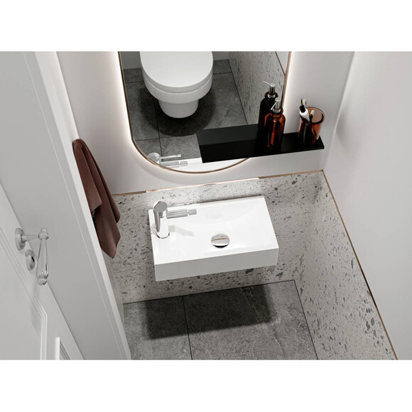 Miraggio Faro R 0000194 Умивальник прямокутний накладний 40x22 см, білий глянець, Доступні розміри: 41 x 23 R, Технологія виробництва: Miramarble, Колір виробника: білий глянець, фото , изображение 4