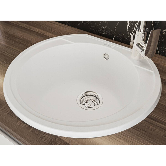 Miraggio Tuluza 0000050 Мийка для кухні врізна кругла 52x48 см, білий, Колір виробника: білий, фото , изображение 3