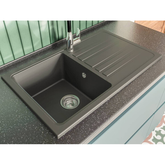 Miraggio Versal 0000059 Мийка для кухні прямокутна врізна 75x46 см, сірий, Колір виробника: сірий, фото , изображение 3