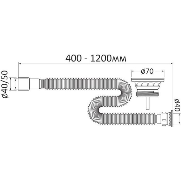 Сифон для умивальника RJ RSG405012, фото , изображение 2