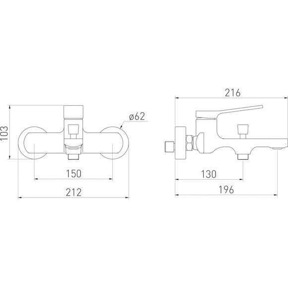 Смеситель для ванны Volle Solo 1510.031005 (графитовый), фото 3