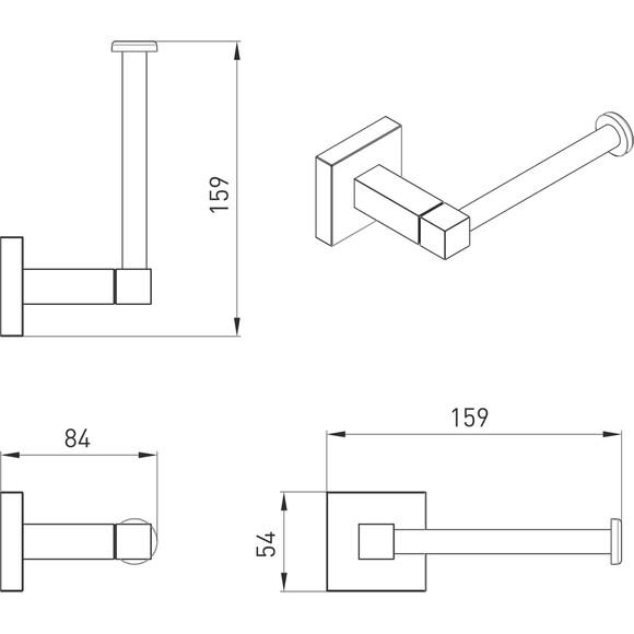 Держатель для туалетной бумаги Volle Cuadro 2536.240204 de la noche (черный матовый), фото 2