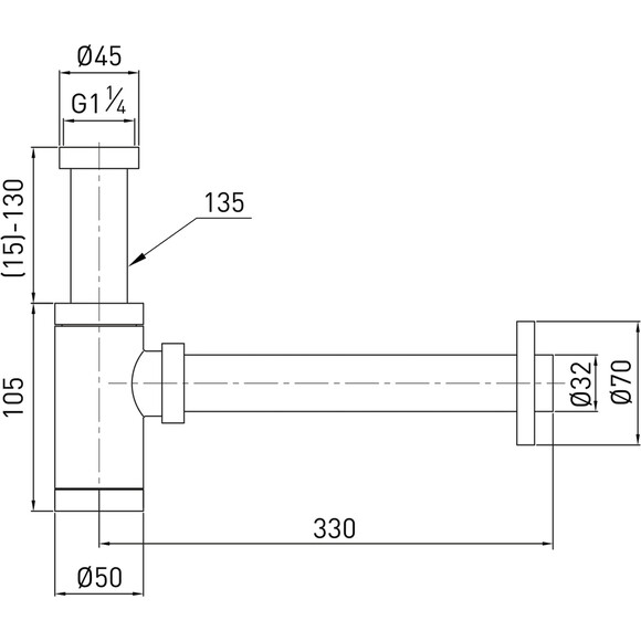 Сифон для умивальника Volle 9000.094205 (графітовий матовий, пляшковий), фото , изображение 2