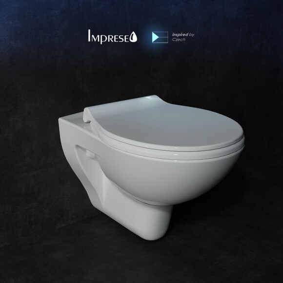 Безобідковий підвісний унітаз Imprese Netka Rimless C065048 (з сидінням мікроліфт), фото , изображение 2