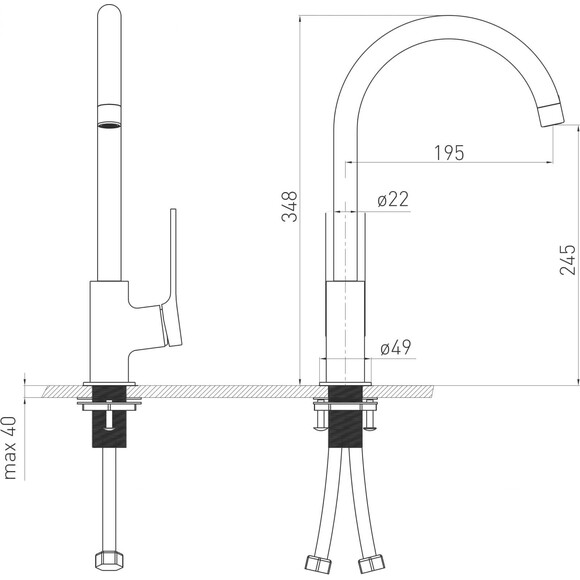 Змішувач для кухні Volle Solo 1510.111021 (бронзовий), фото , изображение 2
