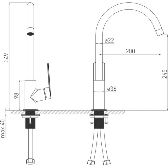 Змішувач для кухні Volle Cante 1512.111004 de la noche (чорний матовий), фото , изображение 2