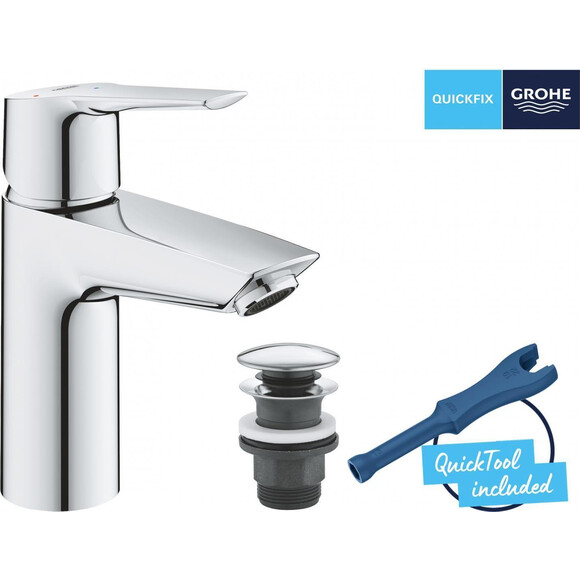 Змішувач для умивальника Grohe QuickFix Start S-Size 23551002 (з донним клапаном), фото , изображение 2