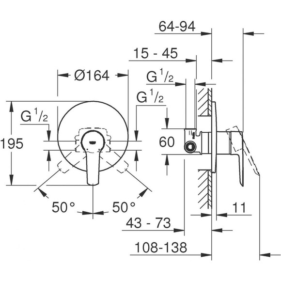 Змішувач прихованого монтажу Grohe QuickFix Start 32590002 (внутрішня частина в комплекті), фото , изображение 9