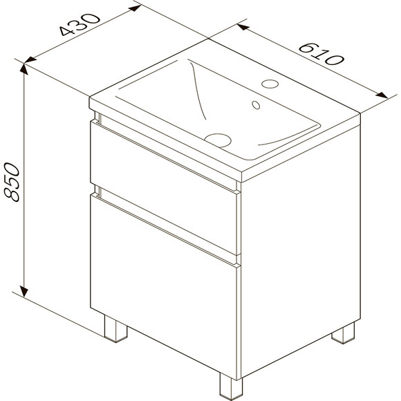 Тумба с раковиной Am.Pm Hit M93A-FSX0602-WC0602GM38 (61 см, графит матовый, напольная), фото 11